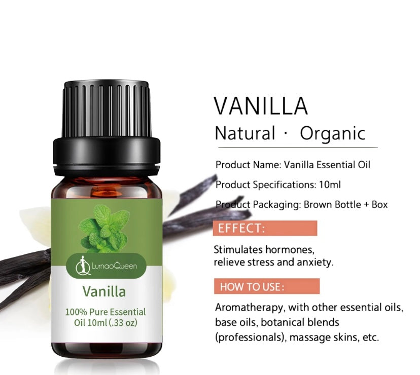 Essential Oils Set of 6(Coffee, Cinnamon, Vanilla, Sandalwood, Sweet Orange & Juniper Berry) for diffusers/humidifiers, massages and skincare.